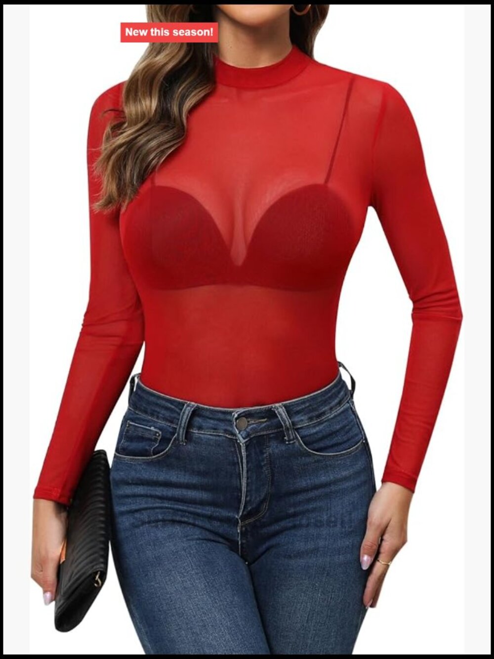 Women's Mesh Top Long Sleeve See Through Sheer Blouse Clubwear